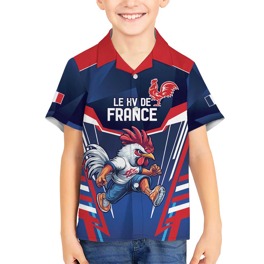 France Rugby Custom Kid Hawaiian Shirt Coq Gaulois Never Less Than Everything