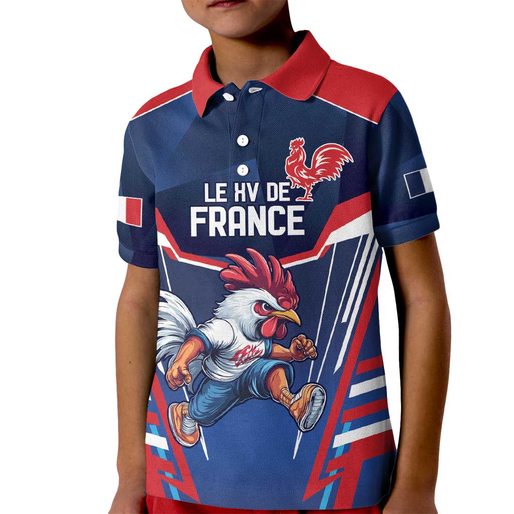 France Rugby Custom Kid Polo Shirt Coq Gaulois Never Less Than Everything