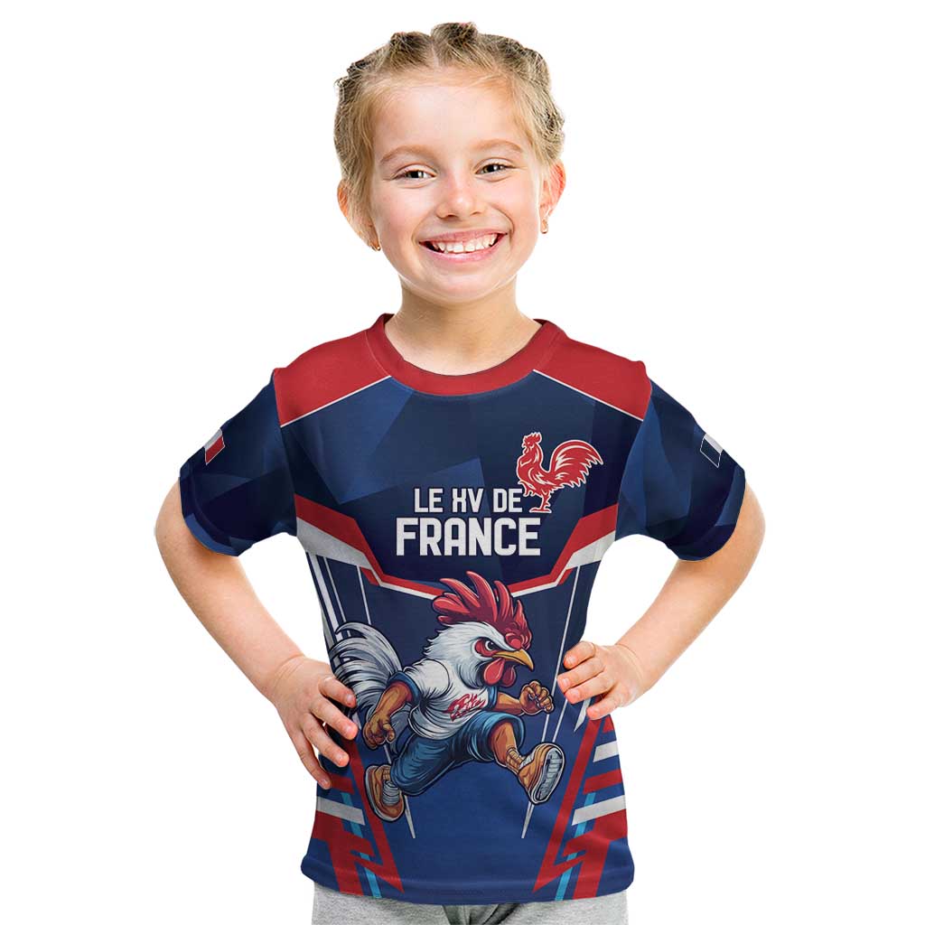 France Rugby Custom Kid T Shirt Coq Gaulois Never Less Than Everything