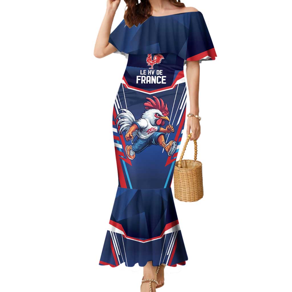 France Rugby Custom Mermaid Dress Coq Gaulois Never Less Than Everything