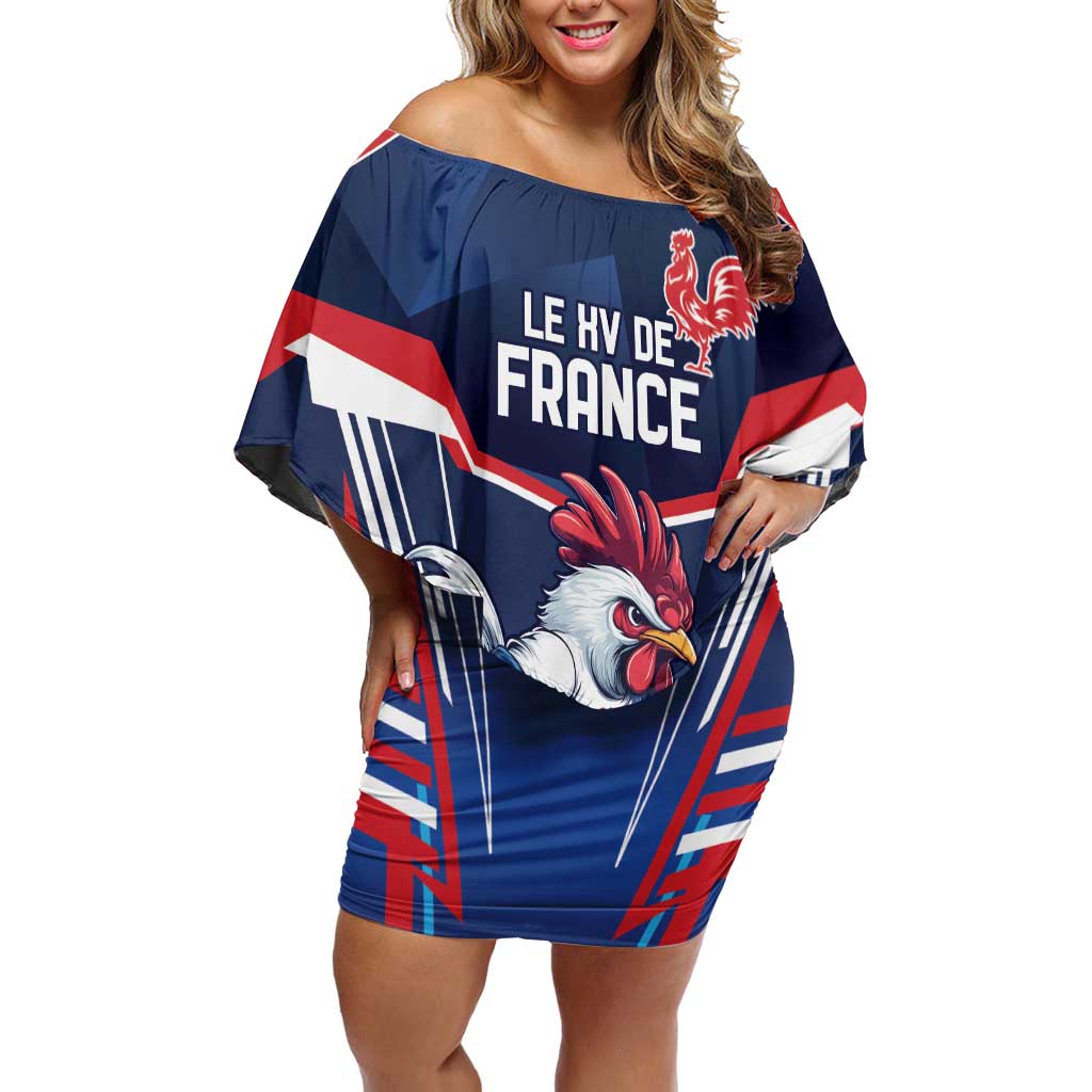 France Rugby Custom Off Shoulder Short Dress Coq Gaulois Never Less Than Everything