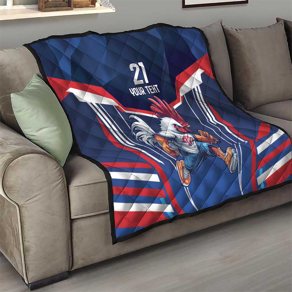 France Rugby Custom Quilt Coq Gaulois Never Less Than Everything