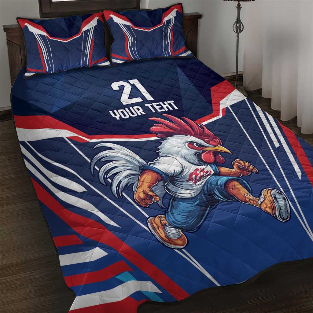 France Rugby Custom Quilt Bed Set Coq Gaulois Never Less Than Everything