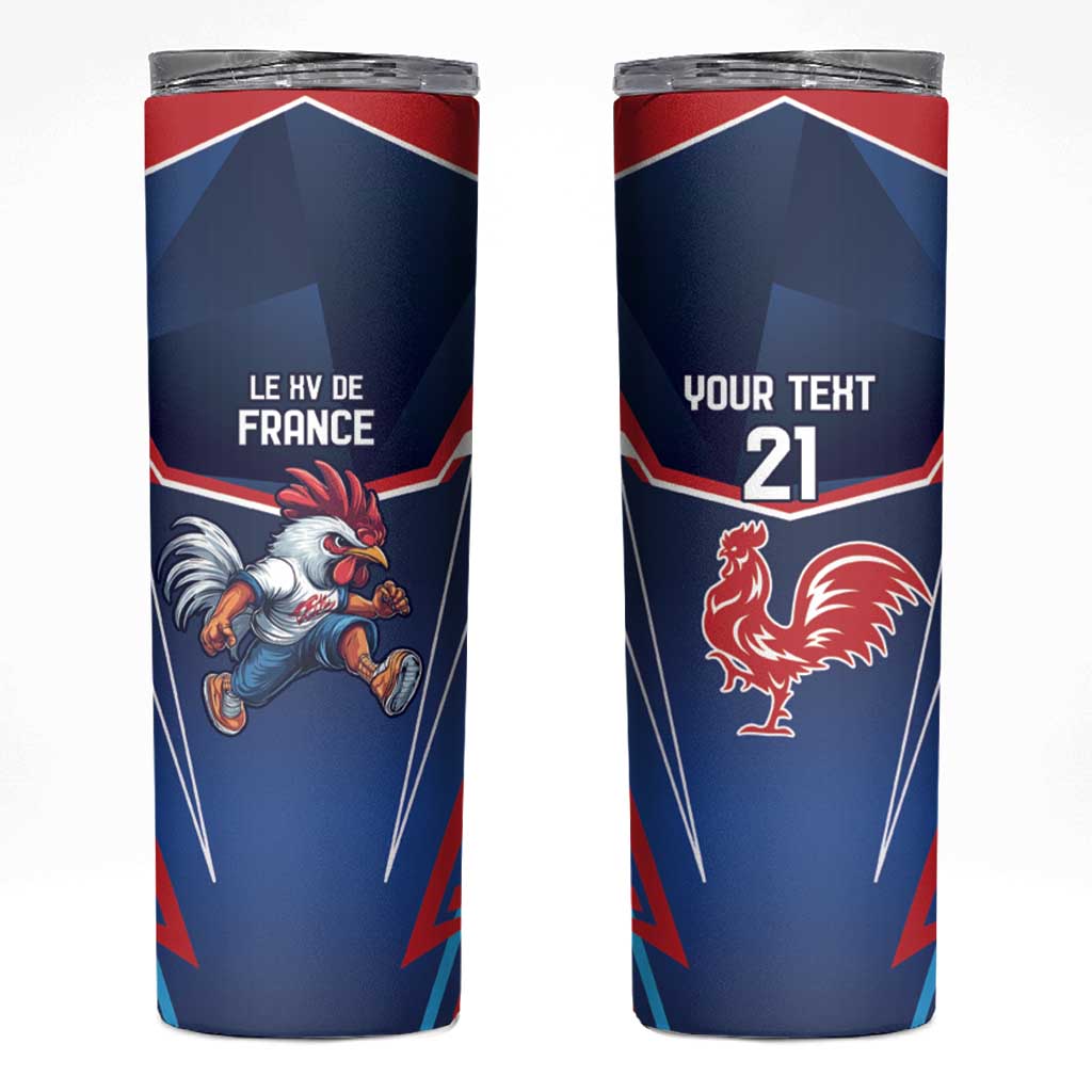 France Rugby Custom Skinny Tumbler Coq Gaulois Never Less Than Everything