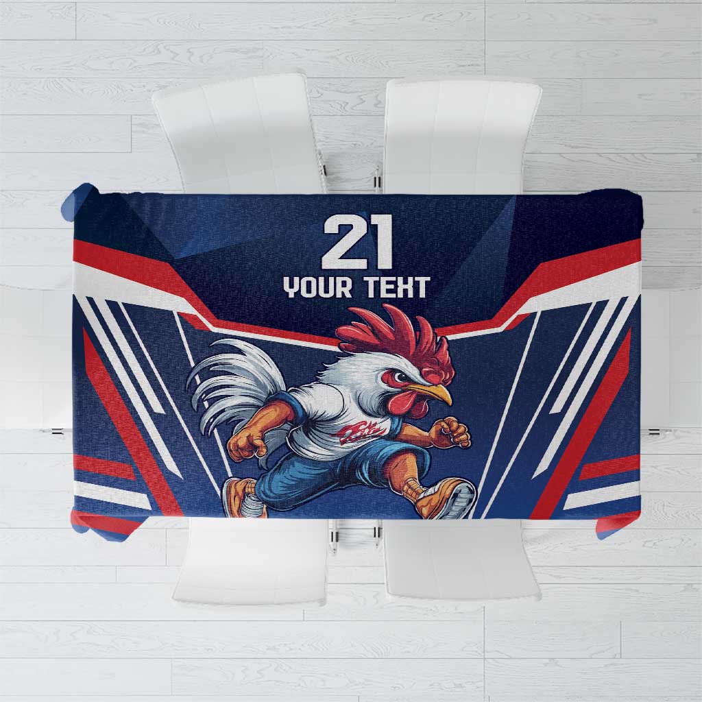 France Rugby Custom Tablecloth Coq Gaulois Never Less Than Everything