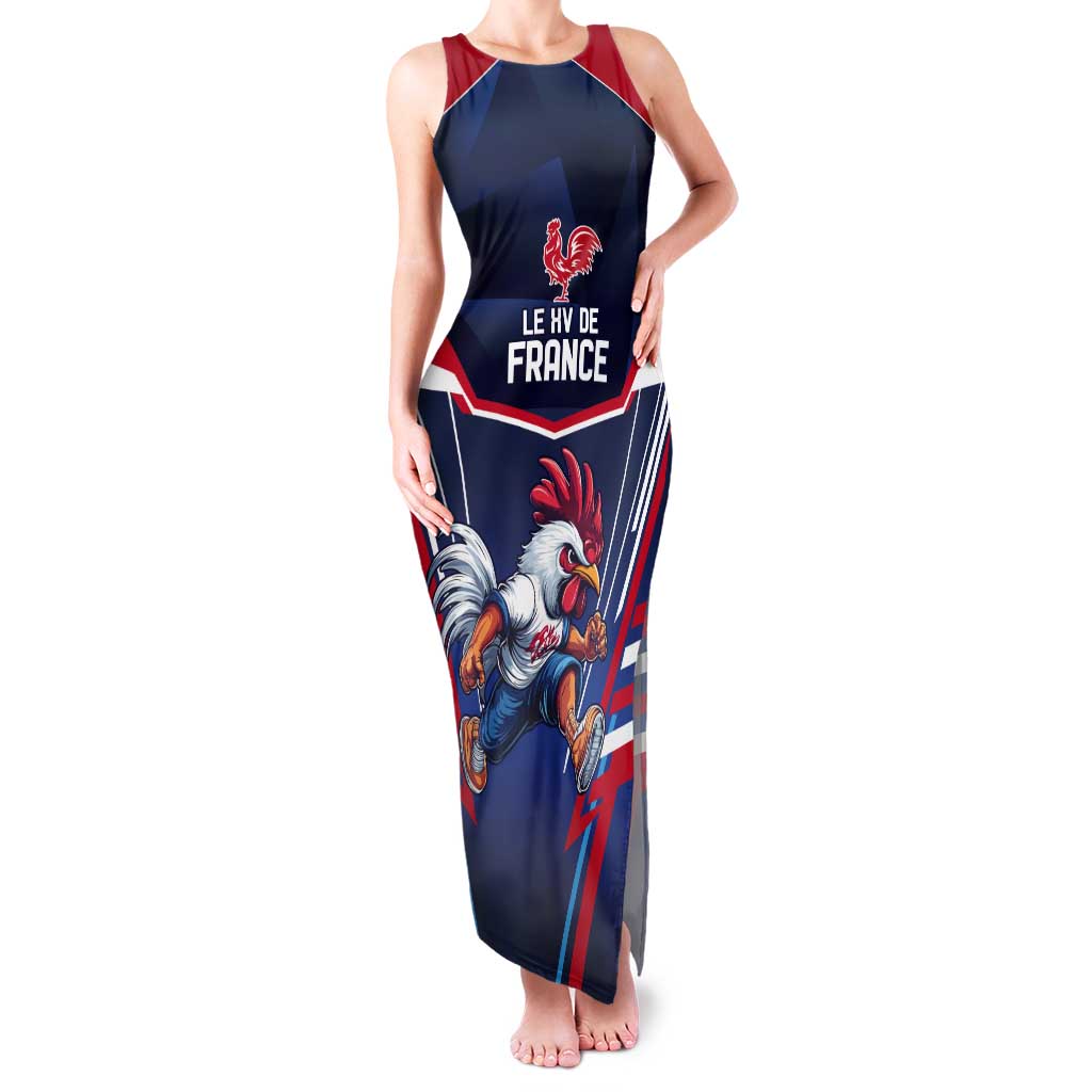 France Rugby Custom Tank Maxi Dress Coq Gaulois Never Less Than Everything