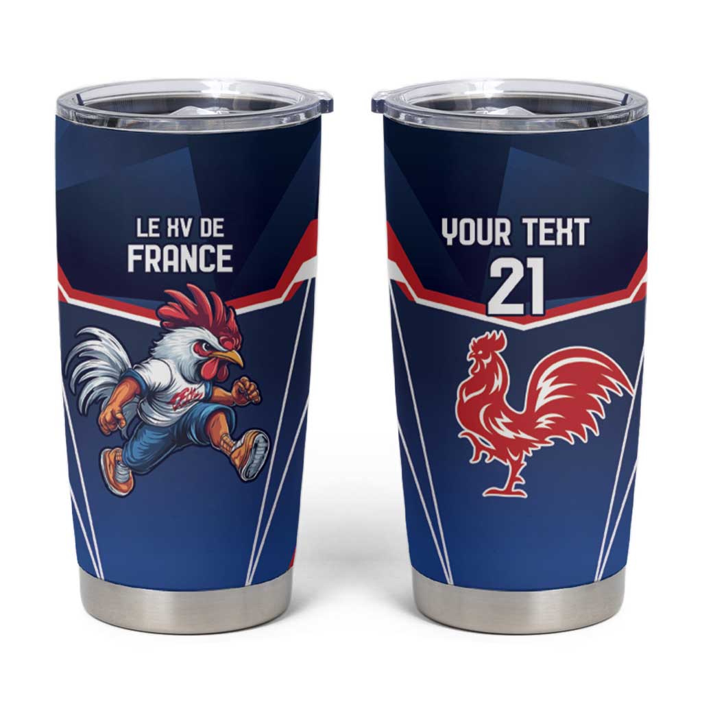 France Rugby Custom Tumbler Cup Coq Gaulois Never Less Than Everything