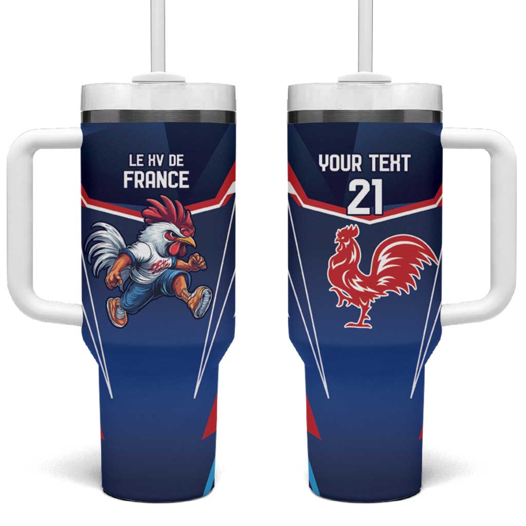 France Rugby Custom Tumbler With Handle Coq Gaulois Never Less Than Everything