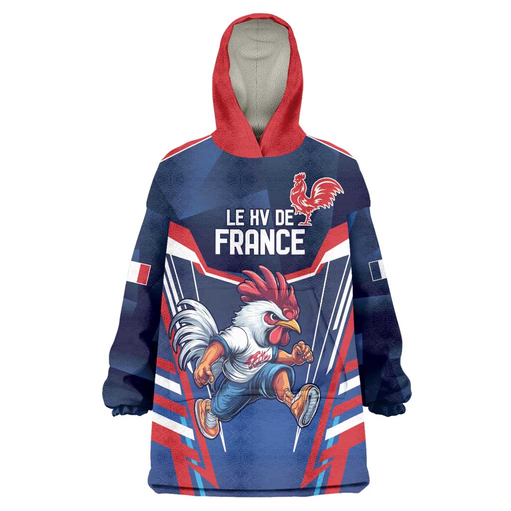 France Rugby Custom Wearable Blanket Hoodie Coq Gaulois Never Less Than Everything