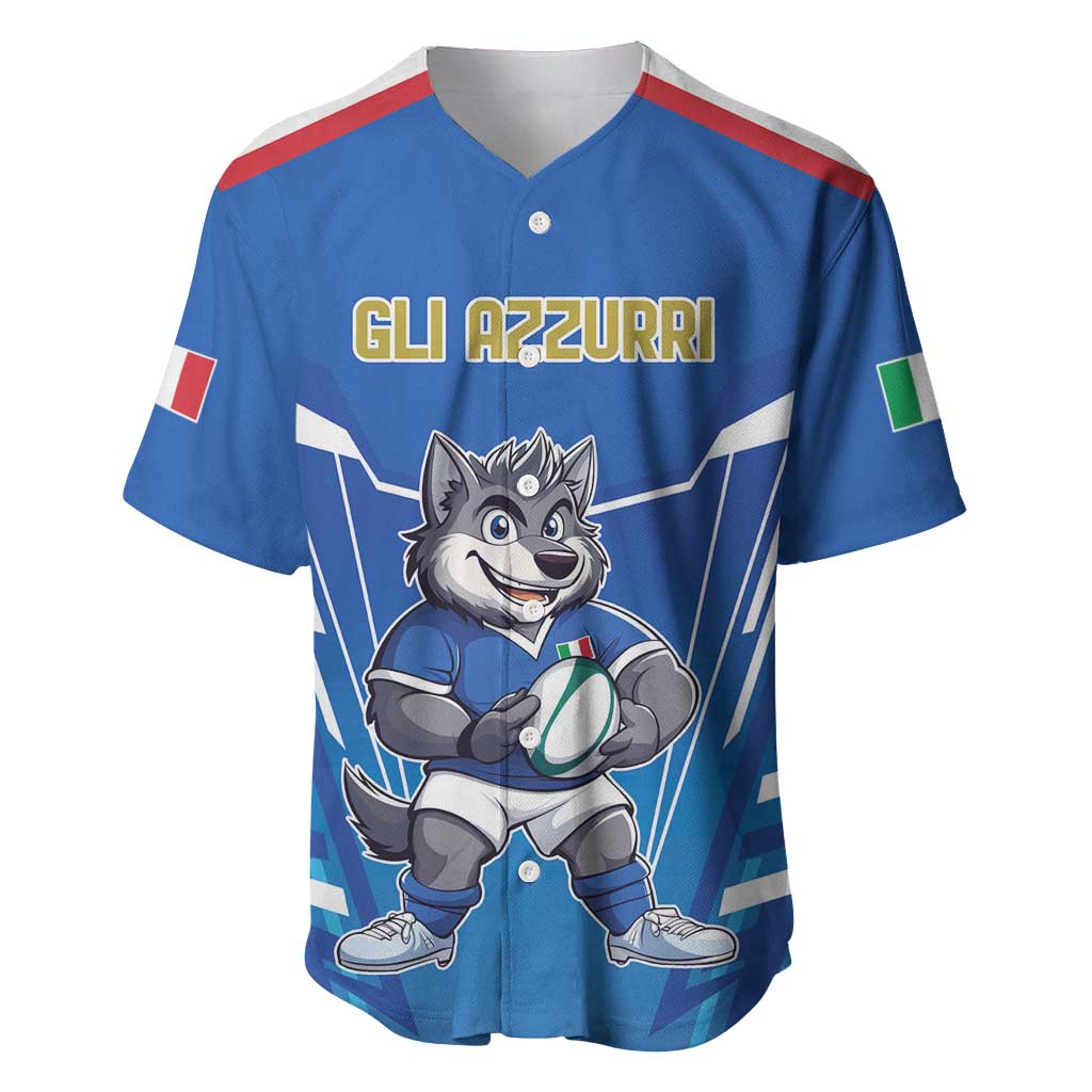 Italy Rugby Custom Baseball Jersey Italian Wolf Mascot Go Gli Azzurri