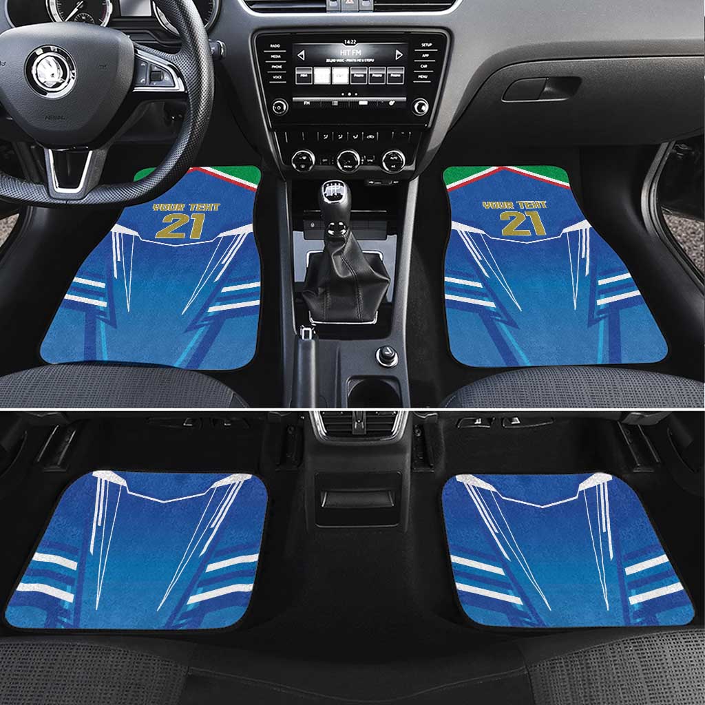 Italy Rugby Custom Car Mats Italian Wolf Mascot Go Gli Azzurri