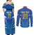 Italy Rugby Custom Couples Matching Off Shoulder Maxi Dress and Long Sleeve Button Shirt Italian Wolf Mascot Go Gli Azzurri