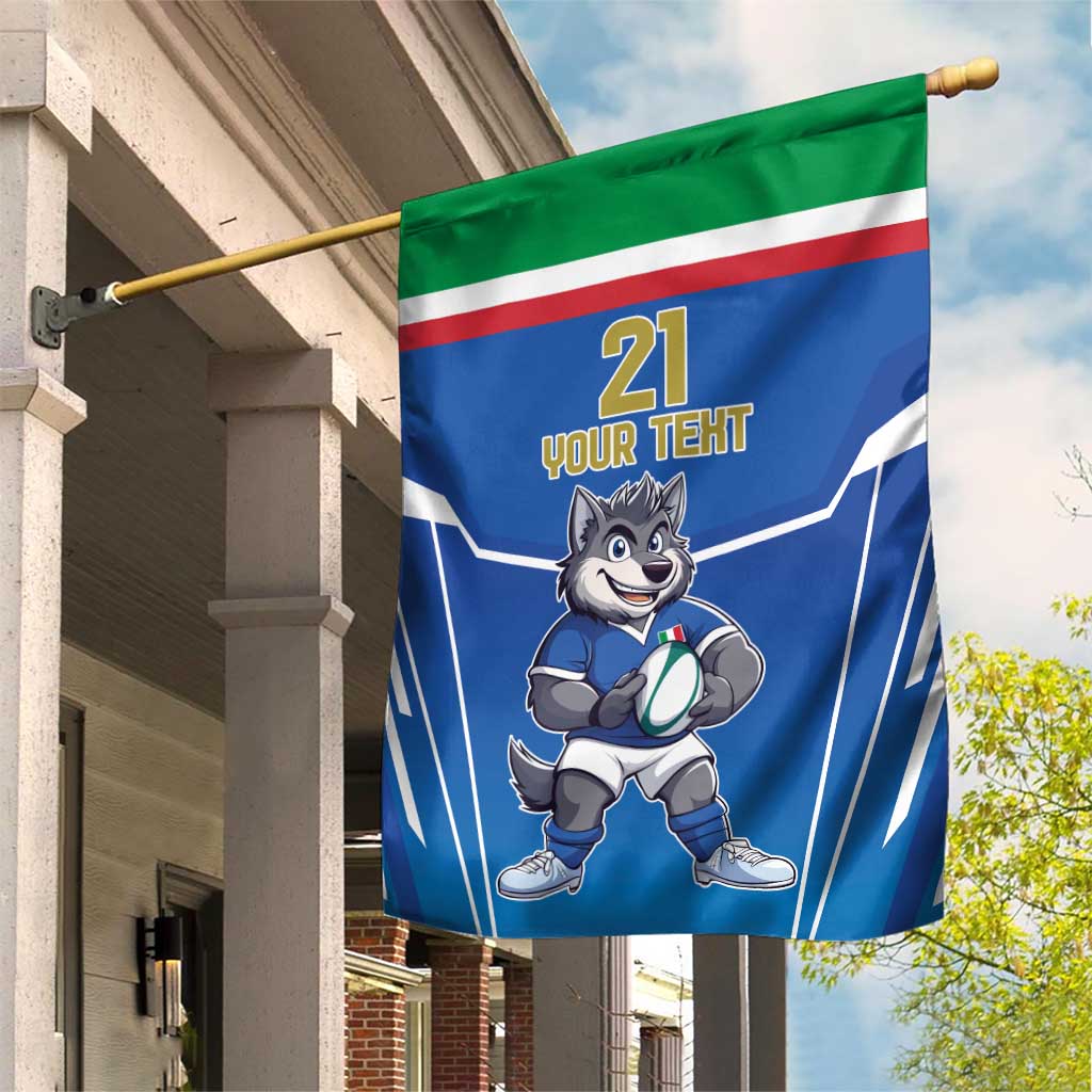 Italy Rugby Custom Garden Flag Italian Wolf Mascot Go Gli Azzurri