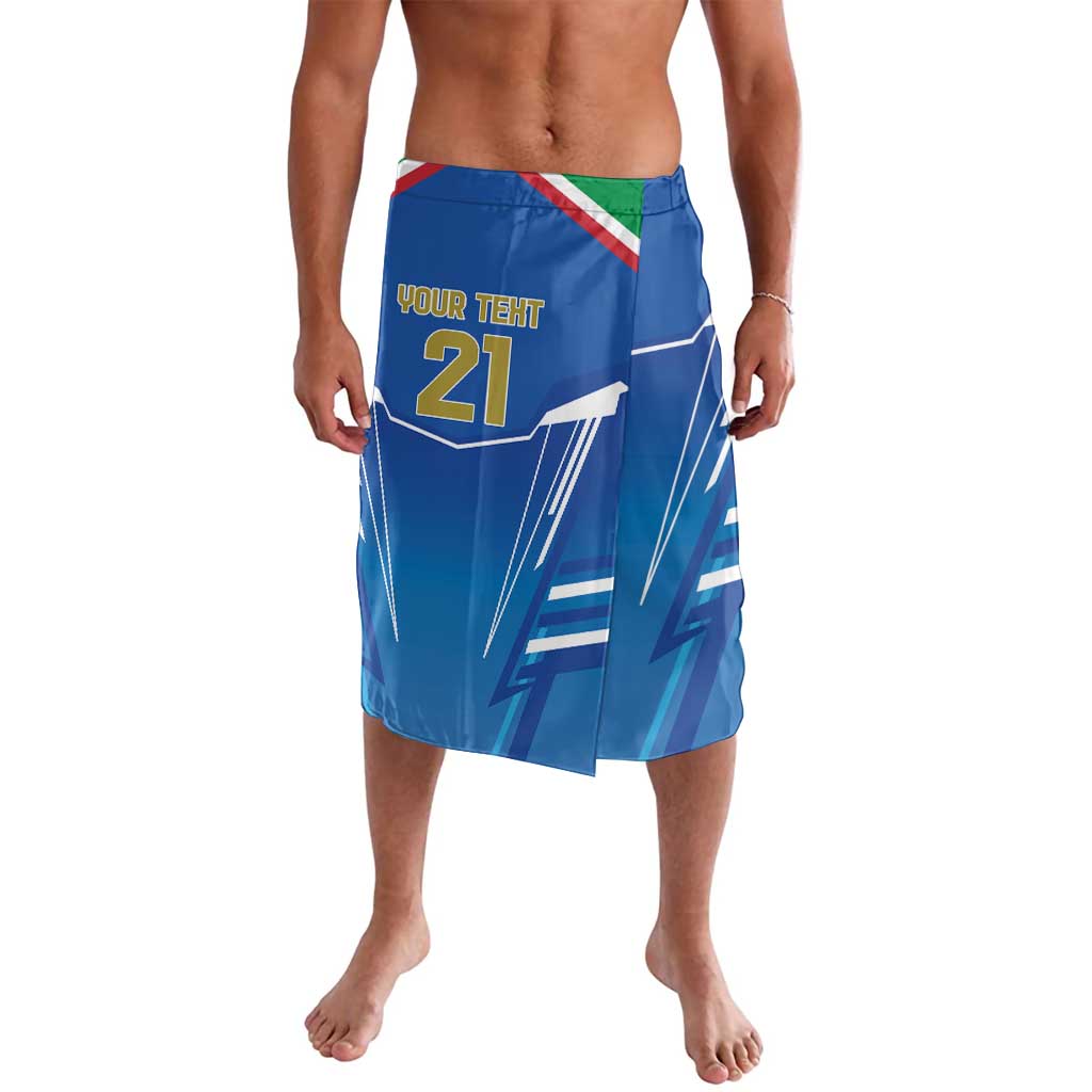 Italy Rugby Custom Lavalava Italian Wolf Mascot Go Gli Azzurri