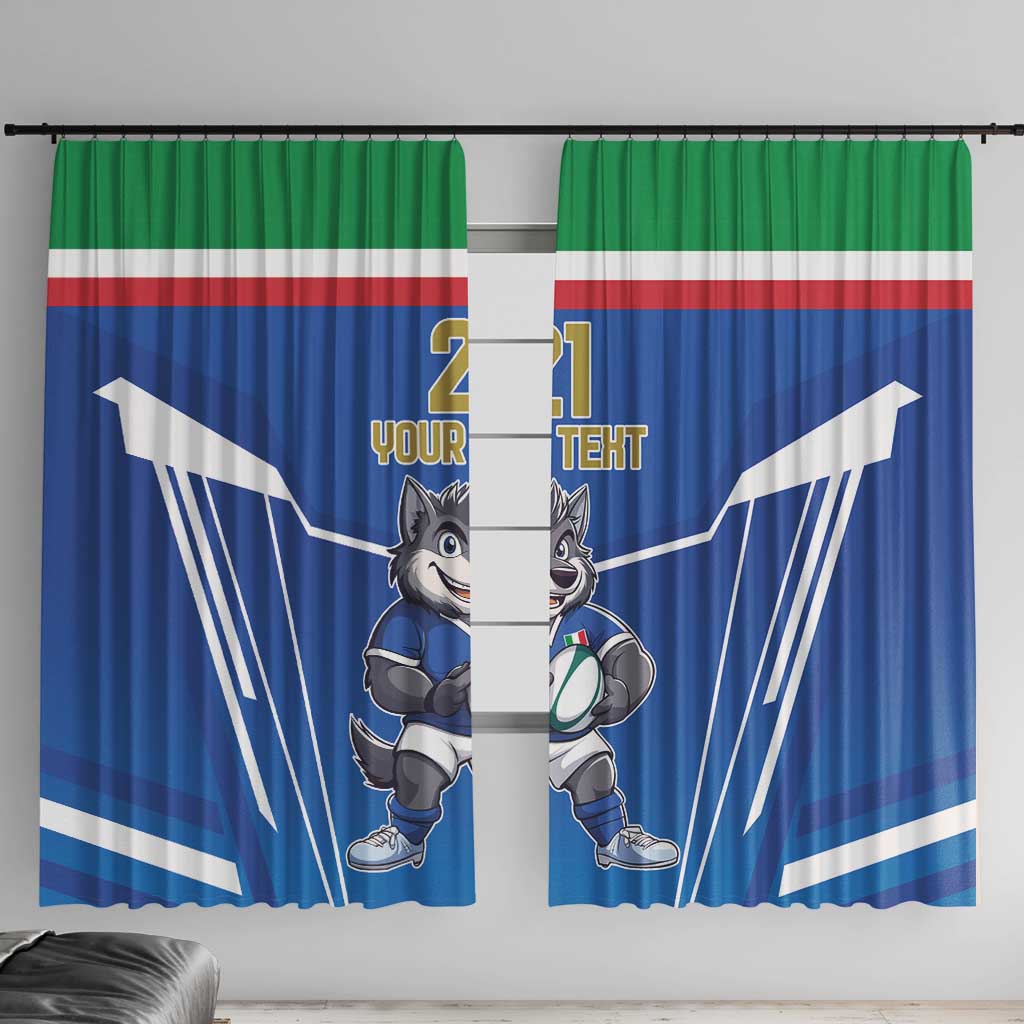 Italy Rugby Custom Window Curtain Italian Wolf Mascot Go Gli Azzurri