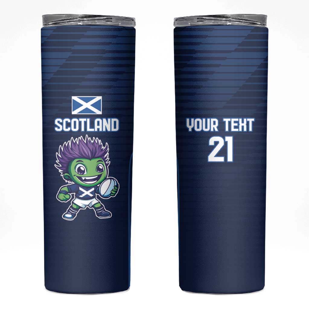 Scotland Rugby Custom Skinny Tumbler Thistle Mascot Go Scottish!