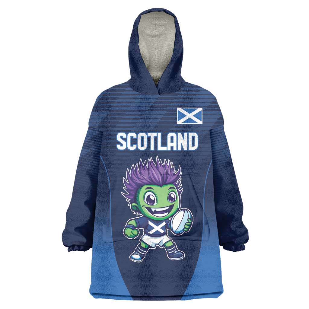 Scotland Rugby Custom Wearable Blanket Hoodie Thistle Mascot Go Scottish!