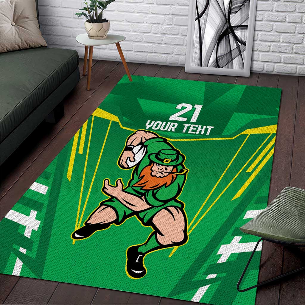 Ireland Rugby Custom Area Rug Irish Warrior Mascot Go Shamrock