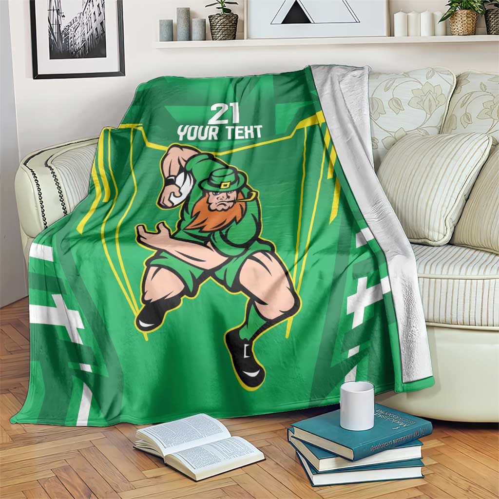 Ireland Rugby Custom Blanket Irish Warrior Mascot Go Shamrock