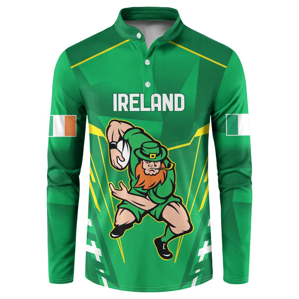 Ireland Rugby Custom Button Sweatshirt Irish Warrior Mascot Go Shamrock