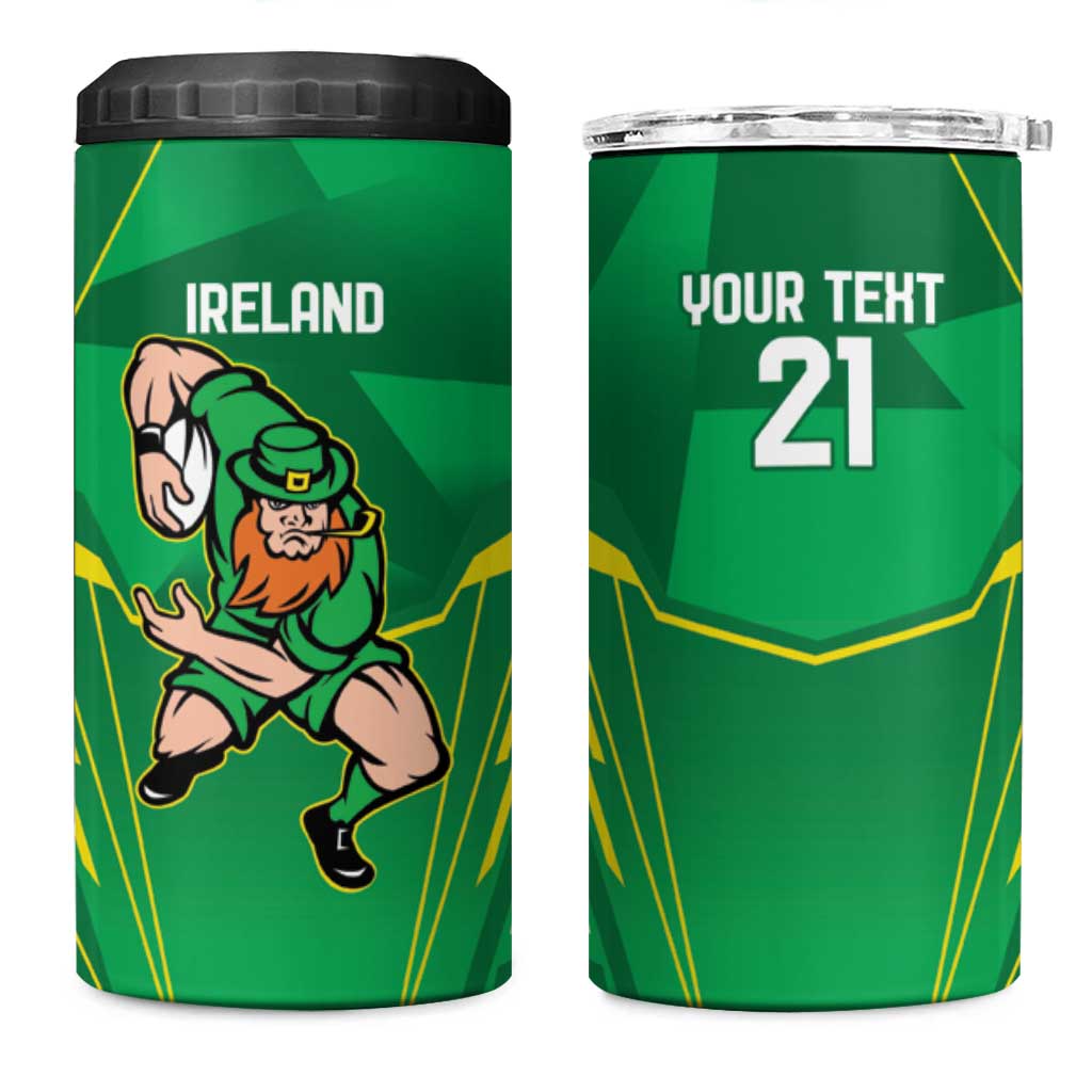 Ireland Rugby Custom 4 in 1 Can Cooler Tumbler Irish Warrior Mascot Go Shamrock