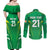 Ireland Rugby Custom Couples Matching Off Shoulder Maxi Dress and Long Sleeve Button Shirt Irish Warrior Mascot Go Shamrock