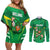 Ireland Rugby Custom Couples Matching Off Shoulder Short Dress and Long Sleeve Button Shirt Irish Warrior Mascot Go Shamrock