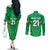 Ireland Rugby Custom Couples Matching Off The Shoulder Long Sleeve Dress and Long Sleeve Button Shirt Irish Warrior Mascot Go Shamrock