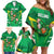 Ireland Rugby Custom Family Matching Off Shoulder Short Dress and Hawaiian Shirt Irish Warrior Mascot Go Shamrock