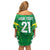 Ireland Rugby Custom Family Matching Off Shoulder Short Dress and Hawaiian Shirt Irish Warrior Mascot Go Shamrock