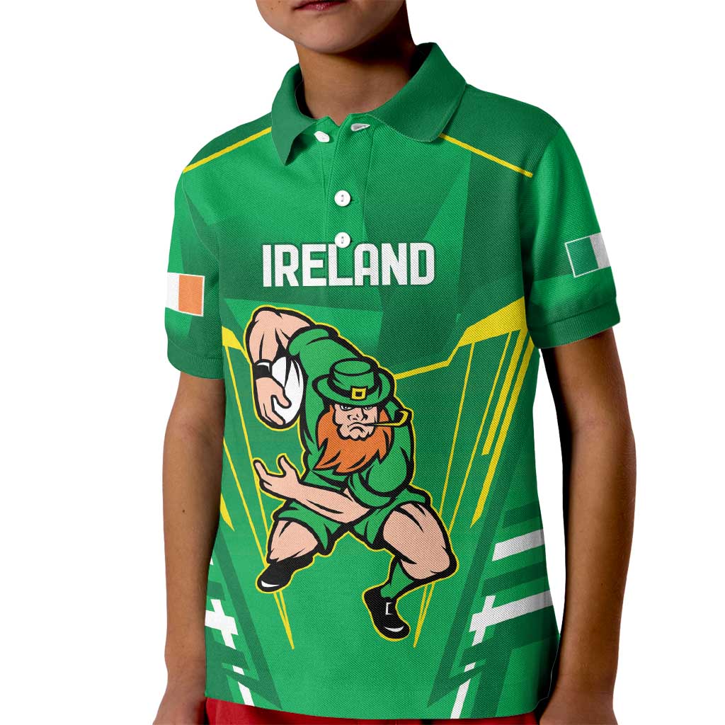 Ireland Rugby Custom Kid Polo Shirt Irish Warrior Mascot Go Shamrock