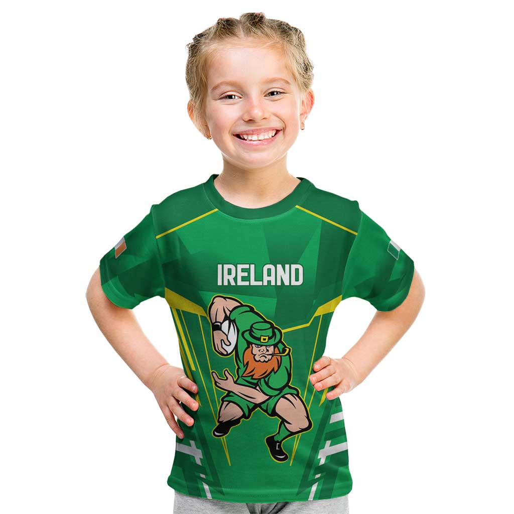 Ireland Rugby Custom Kid T Shirt Irish Warrior Mascot Go Shamrock