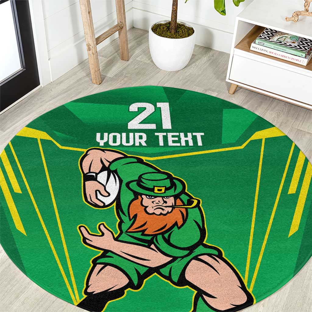 Ireland Rugby Custom Round Carpet Irish Warrior Mascot Go Shamrock