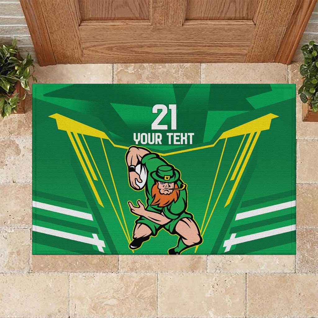 Ireland Rugby Custom Rubber Doormat Irish Warrior Mascot Go Shamrock