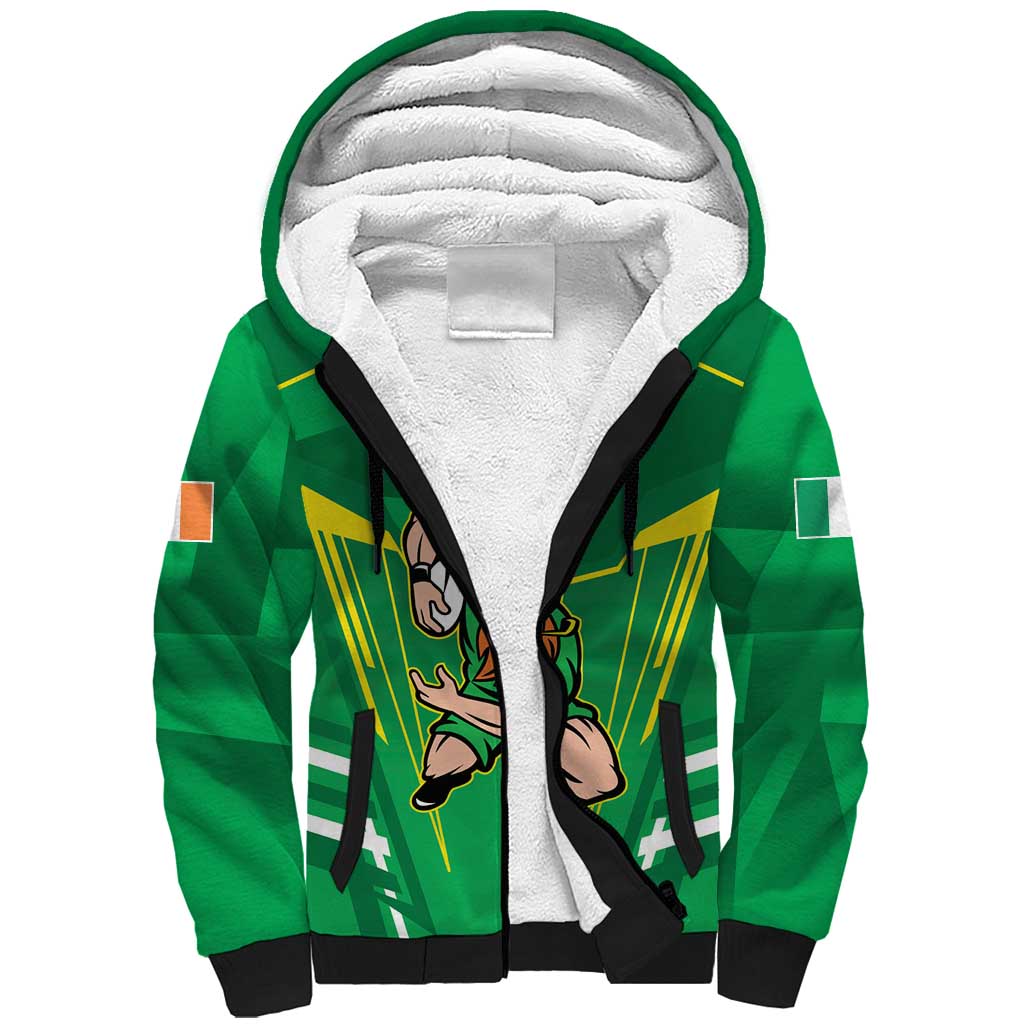 Ireland Rugby Custom Sherpa Hoodie Irish Warrior Mascot Go Shamrock