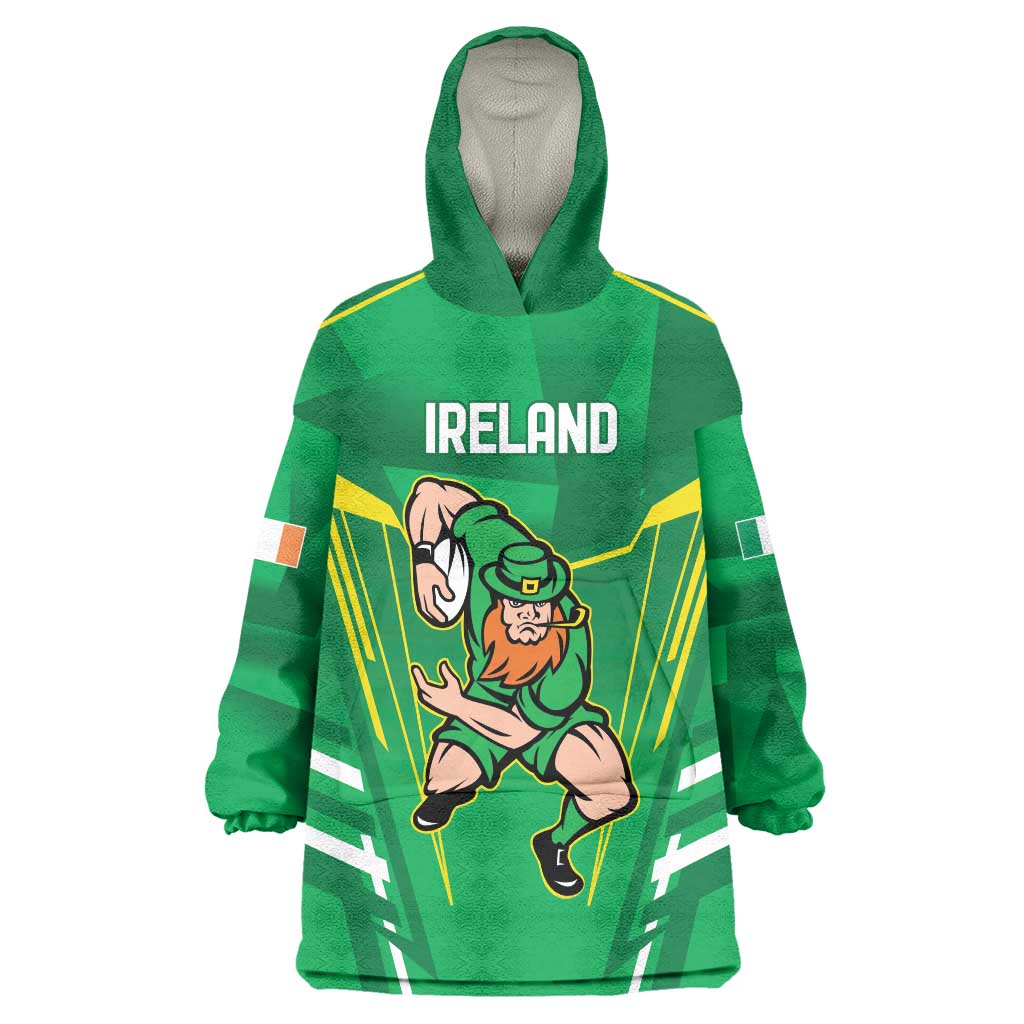 Ireland Rugby Custom Wearable Blanket Hoodie Irish Warrior Mascot Go Shamrock