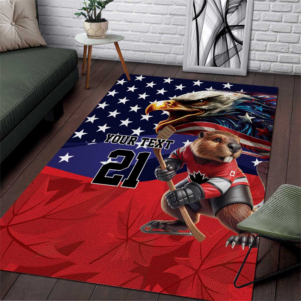 USA Canada Ice Hockey Custom Area Rug Go Champion 4 Nations