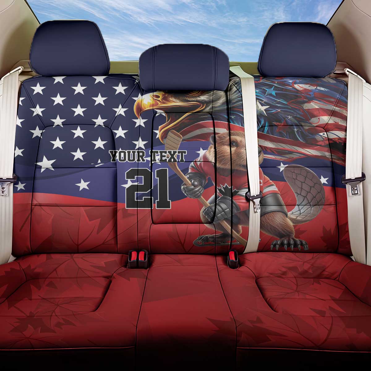 USA Canada Ice Hockey Custom Back Car Seat Cover Go Champion 4 Nations