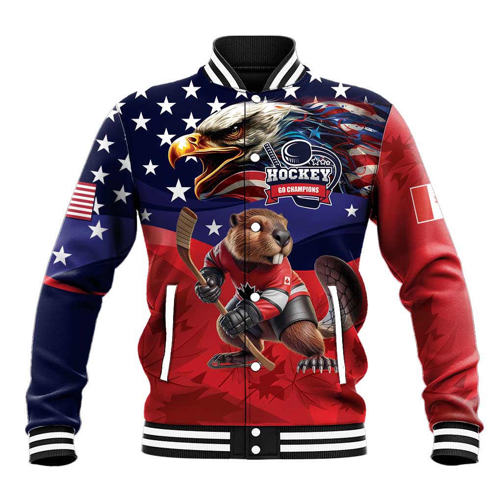 USA Canada Ice Hockey Custom Baseball Jacket Go Champion 4 Nations