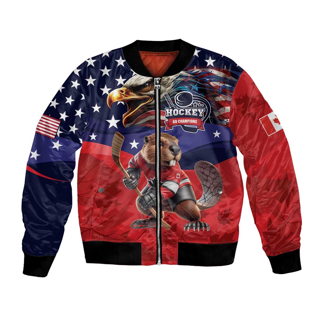 USA Canada Ice Hockey Custom Bomber Jacket Go Champion 4 Nations