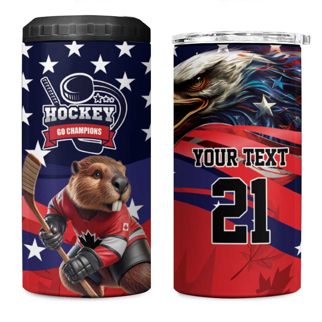 USA Canada Ice Hockey Custom 4 in 1 Can Cooler Tumbler Go Champion Confrontation des 4 nations