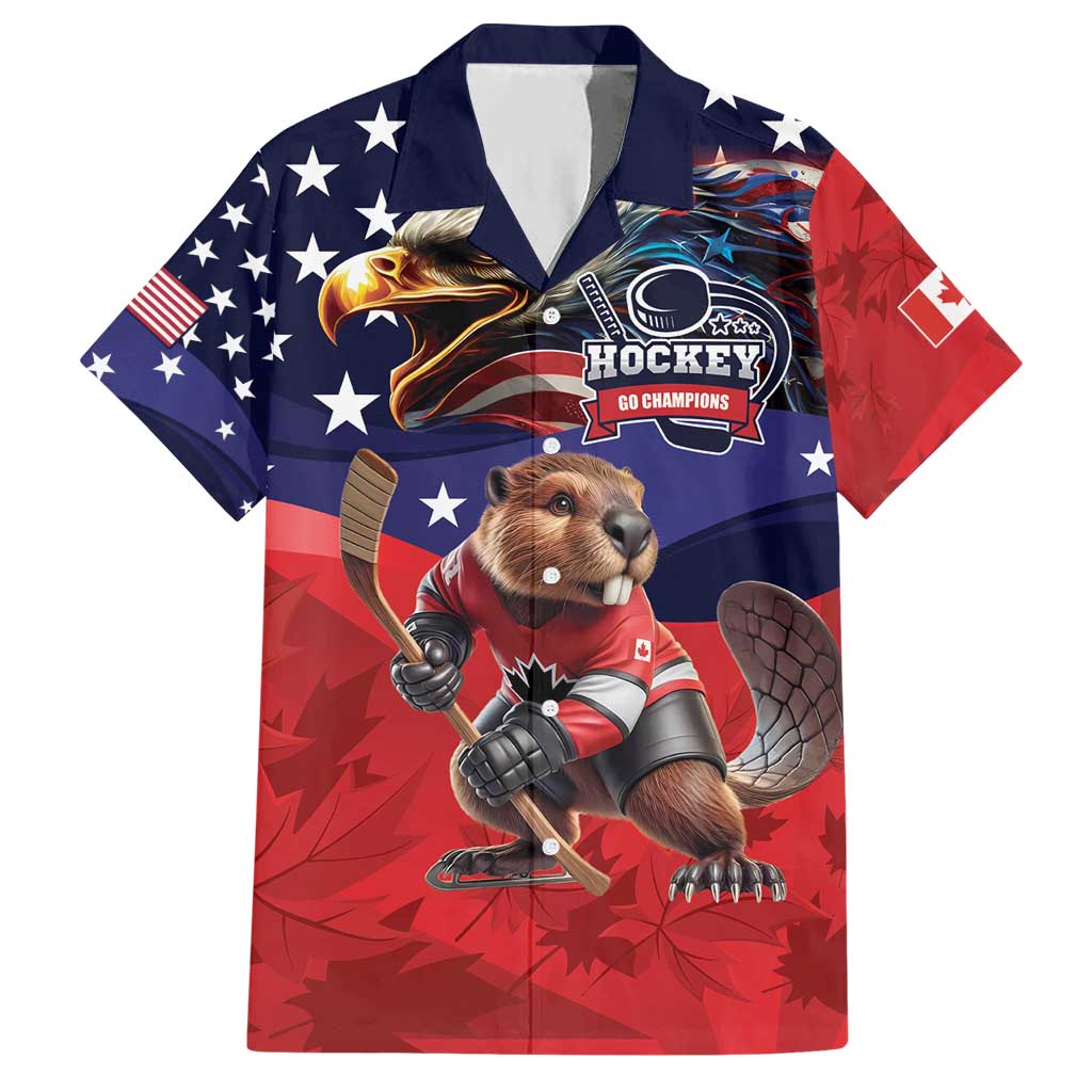 USA Canada Ice Hockey Custom Hawaiian Shirt Go Champion 4 Nations