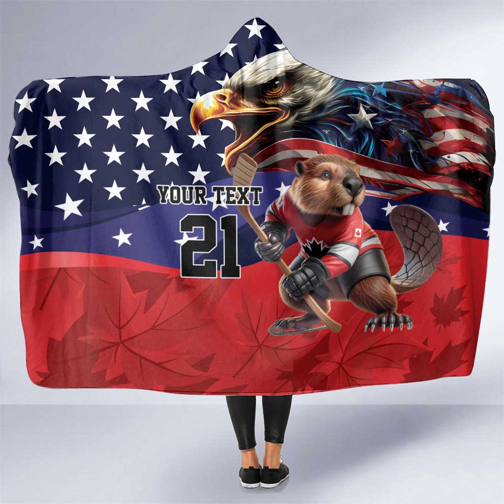 USA Canada Ice Hockey Custom Hooded Blanket Go Champion 4 Nations