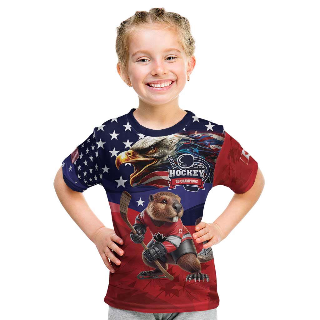 USA Canada Ice Hockey Custom Kid T Shirt Go Champion 4 Nations