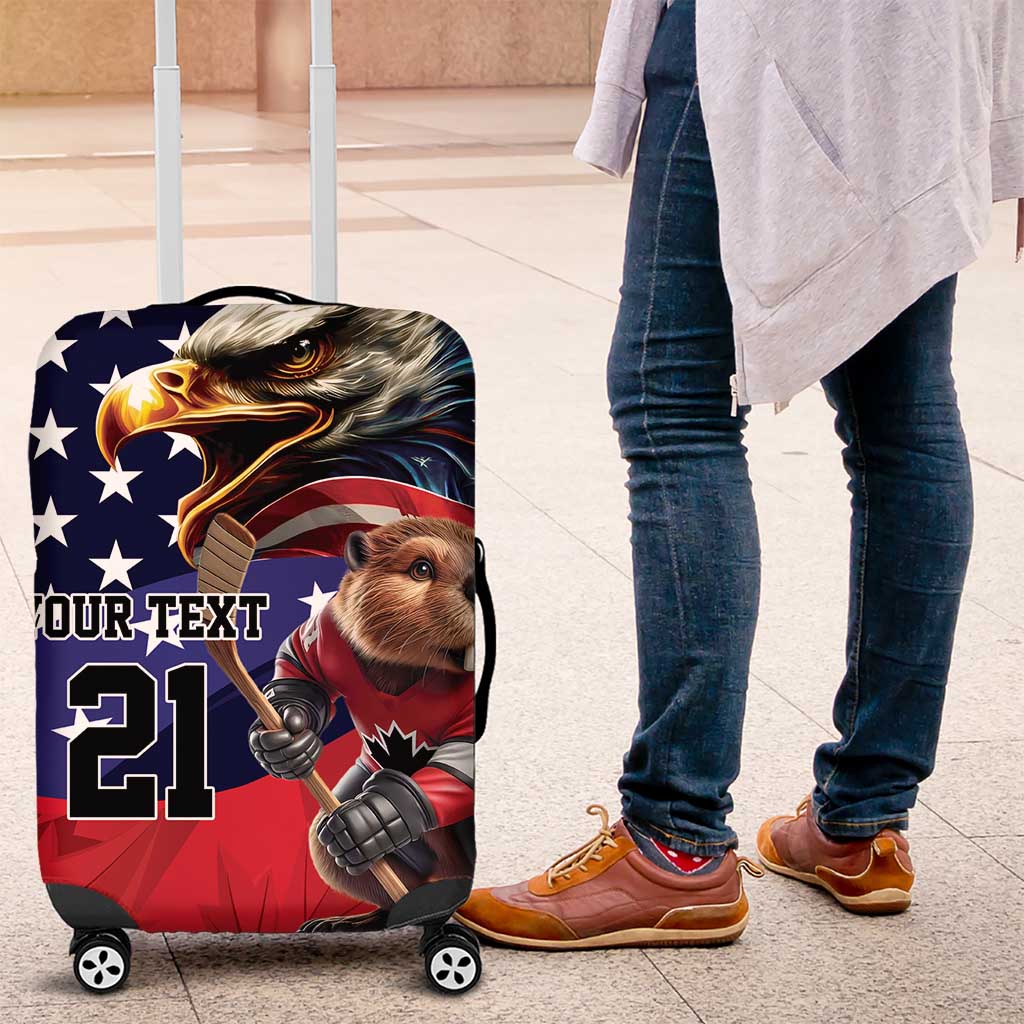 USA Canada Ice Hockey Custom Luggage Cover Go Champion 4 Nations