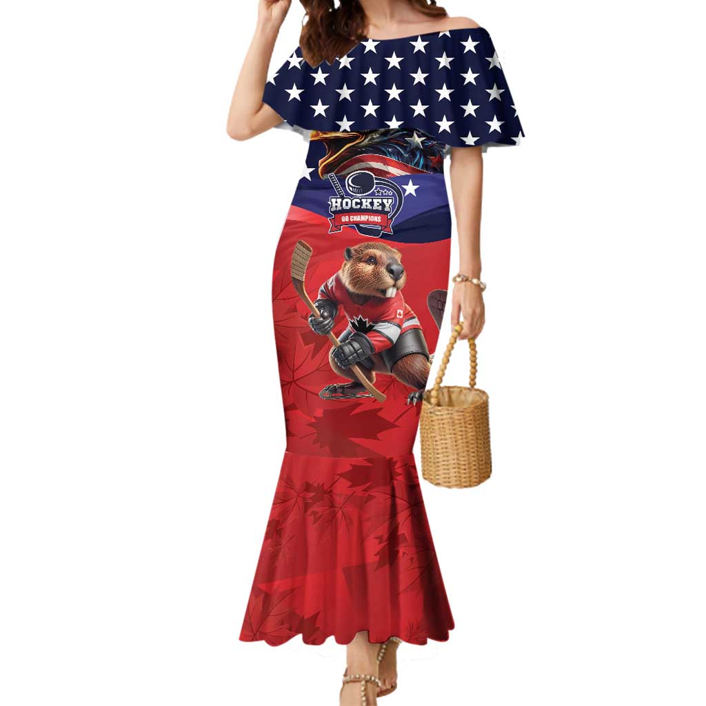 USA Canada Ice Hockey Custom Mermaid Dress Go Champion 4 Nations