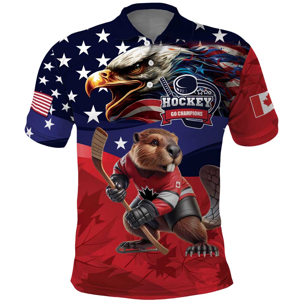 USA Canada Ice Hockey Custom Polo Shirt Go Champion 4 Nations