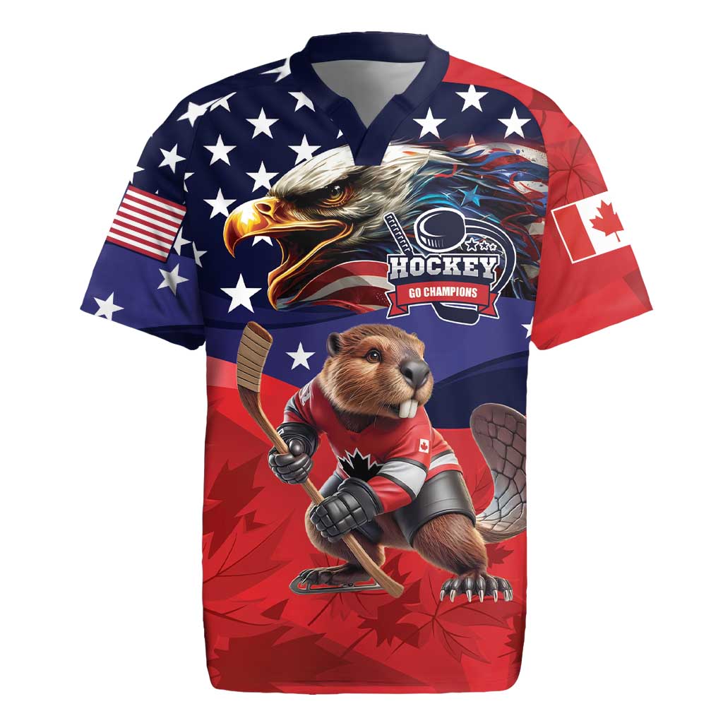 USA Canada Ice Hockey Custom Rugby Jersey Go Champion 4 Nations