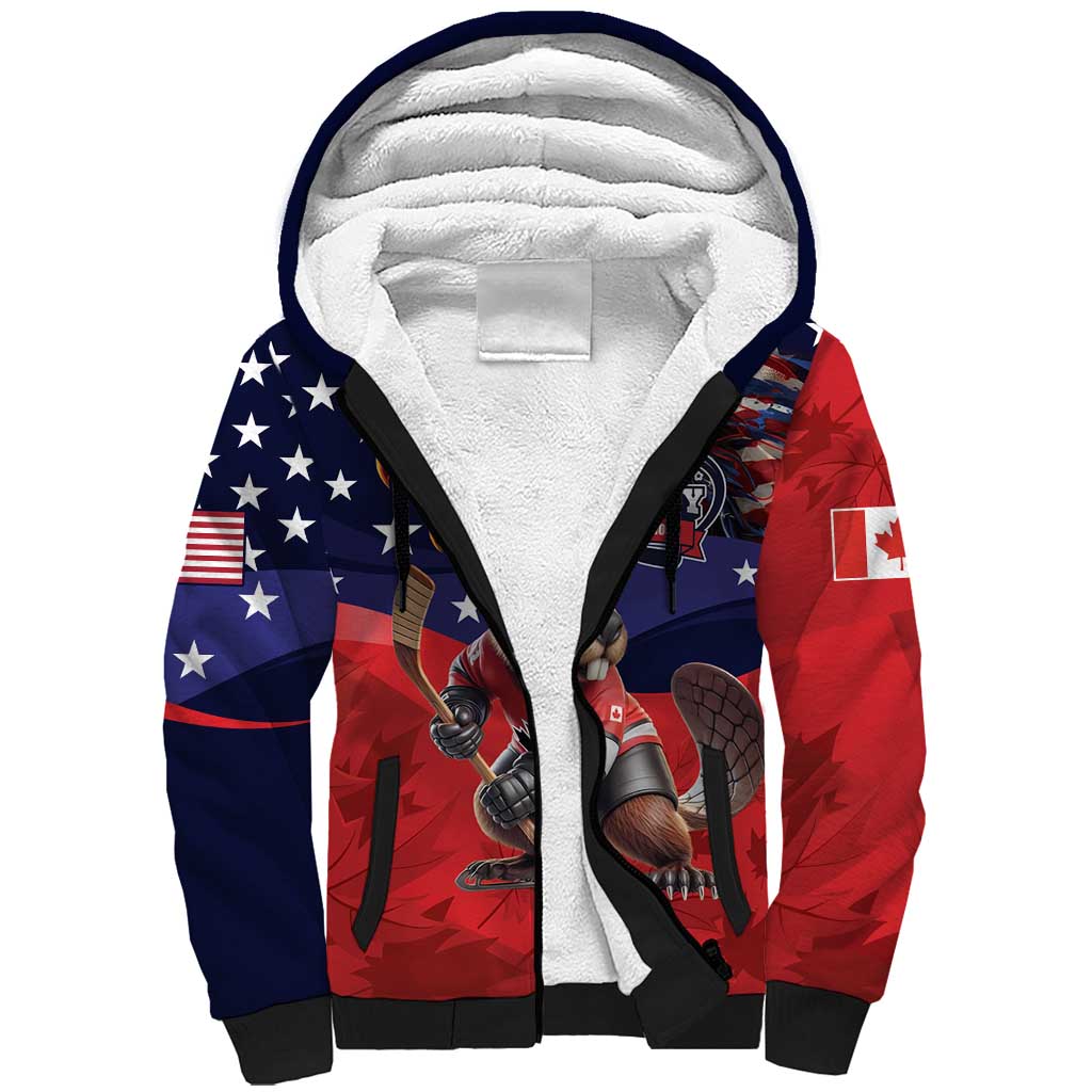 USA Canada Ice Hockey Custom Sherpa Hoodie Go Champion 4 Nations