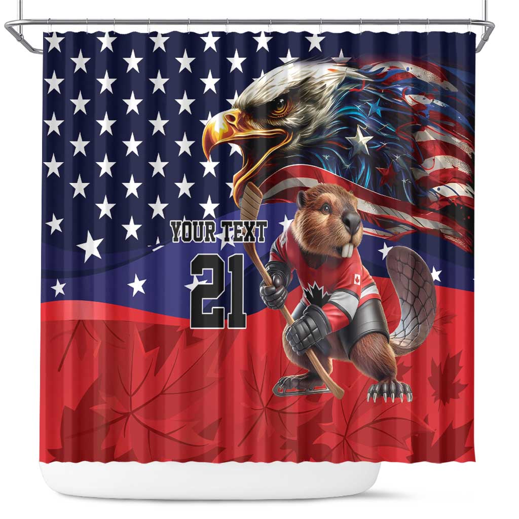 USA Canada Ice Hockey Custom Shower Curtain Go Champion 4 Nations